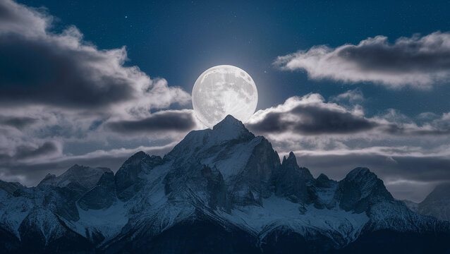 Night with full of star and moon