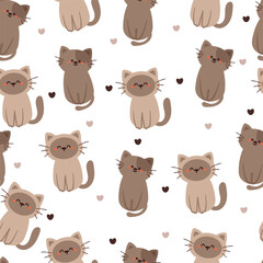 seamless pattern cartoon cat. cute animal wallpaper for fabric print, gift wrap paper