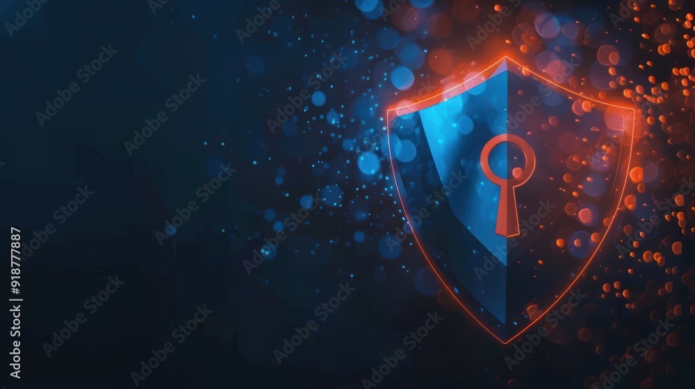 Aufkleber cybersecurity shield with keyhole illustration
