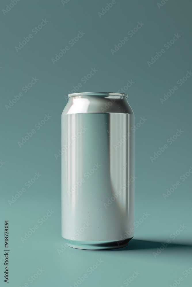 Poster a can of soda sitting on a table with a simple background, suitable for use in food and beverage rel