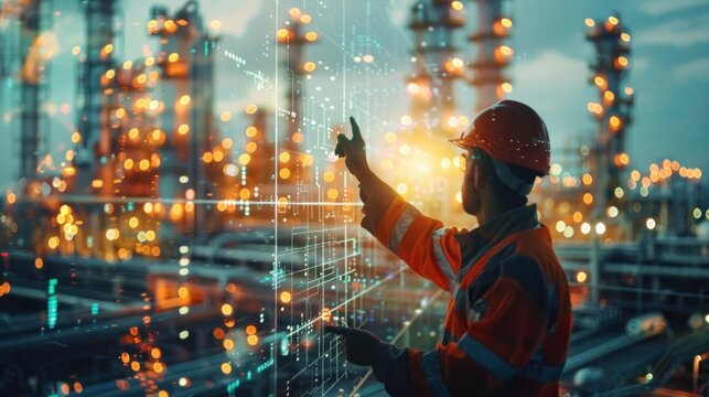 Industrial Worker Interacting with Digital Interface