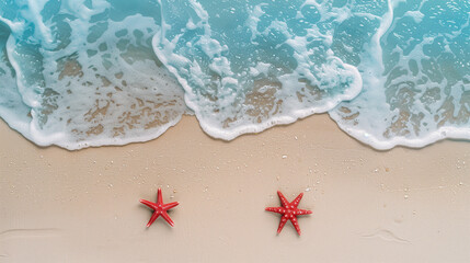 Starfish on a Sandy Beach with Gentle Waves