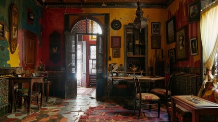 Fototapeta premium A colorful room with a lot of furniture and pictures on the walls