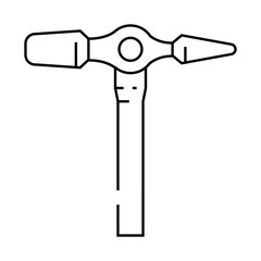 cross peen pin hammer line icon vector. cross peen pin hammer sign. isolated contour symbol black illustration
