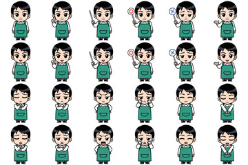 男性店員（エプロン）のキャラクターセット