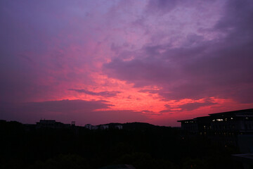 time lapse sunset over city