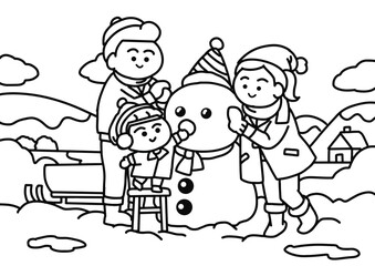 Family playing snow.