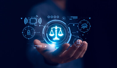AI ethics or AI Law concept. Developing AI codes of ethics. Compliance, regulation, standard ,...