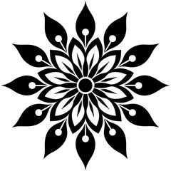 black and white flower isolated