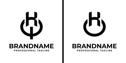 Letters KQ and KO Monogram Logo, suitable for any business with KQ, QK, KO, or OK initials
