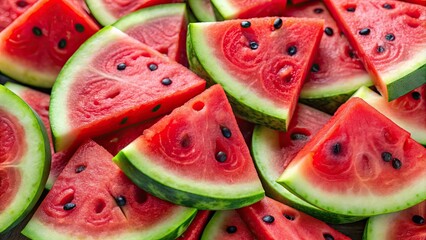 Close up of watermelon slices , watermelon, red, fruit, juicy, refreshing, summer, slices, close up, freshness, snack