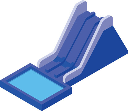 recommend clip art: 3d isometric icon of a double water slide ending in a small pool