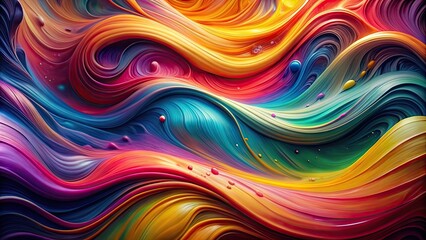 Obraz premium Abstract background with colorful glossy paint stains and waves , liquid, abstract, background, stains, waves, colorful, glossy