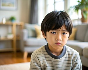 Sad Boy Looking at Camera.