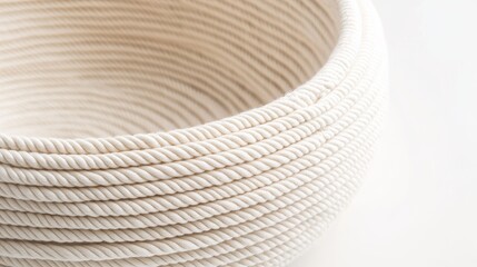 Elegant cotton rope basket with coiled design, natural fibers and soft texture, ideal for storing toys in a stylish, eco-friendly way
