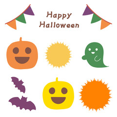 シンプルでかわいいハロウィンのパンプキンのイラストセット