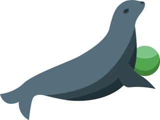 Circus seal performing with ball balancing trick