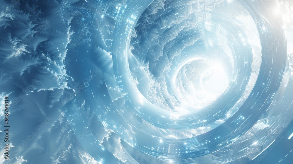 Canvas Prints a spiral vortex in the sky with clouds and stars. ai.