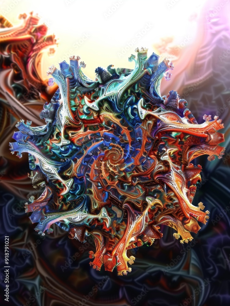 Poster a colorful abstract painting of a snowflake with many colors. ai.