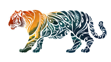 Fototapeta premium A Charming And Dynamic Minimalist Art Line Vector Of Tiger.