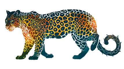 Art Line Of Leopard On Isolated Background.