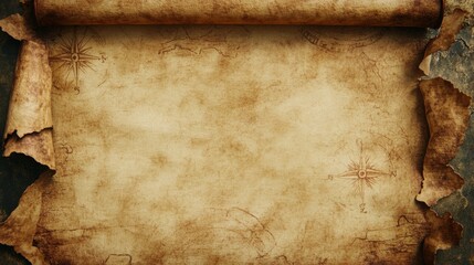 Vintage Ancient Paper Scroll with Ample Copy Space. Perfect for Historical or Retro Themed Projects