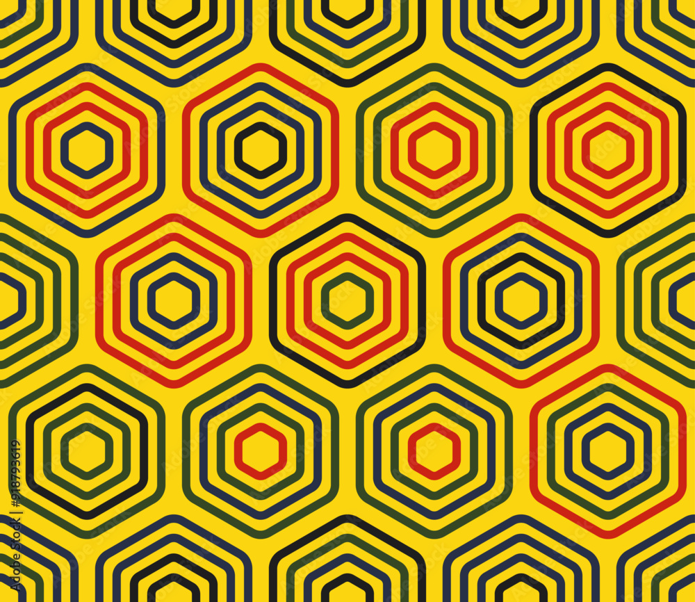 Poster honeycomb hexagon cells background. bold stacked rounded hexagons mosaic cells. large hexagons. mult