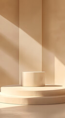 Fototapeta premium Round display stand on beige background