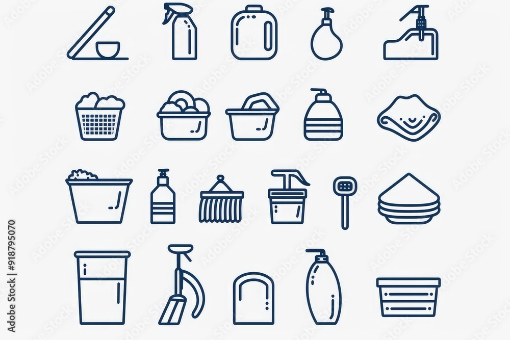 Poster a collection of simple icons on a white background, ideal for use as buttons or illustrations in dig