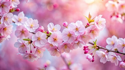 Soft pink cherry blossoms blooming in spring , Sakura, flowers, tree, nature, pastel, petals, beauty, seasonal, garden