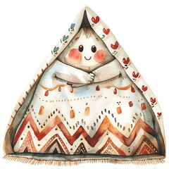 a super-cute comic cartoon Blanket, full body, watercolor illustration