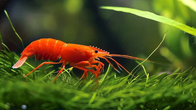 Orange Shrimp in Aquatic Ambiance