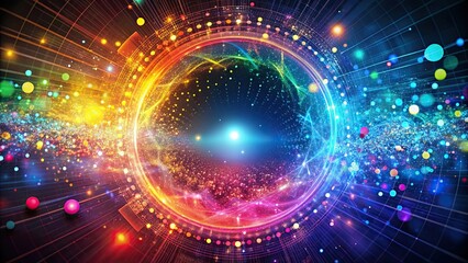 Obraz premium Futuristic technology concept design with colorful particles, particles, abstract, futuristic, digital, background