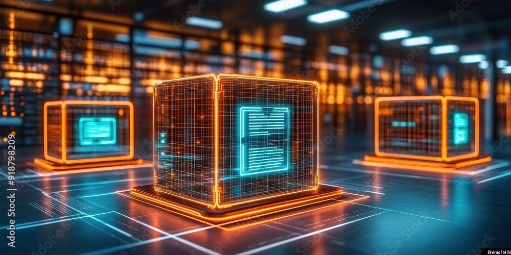 Aufkleber data blocks in a futuristic digital network environment