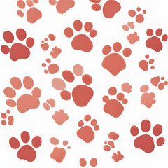 Seamless pattern with colorful big paws animal paw graphic on white background

