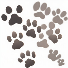 Paw print foot trail Dog cat paw print Vector animal print illustration on white background
