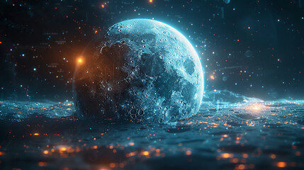 Obraz premium Rise of the Moon on the Cosmic Horizon