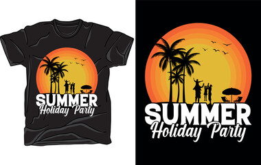 Summer holiday party vector art illustration t-shirt design