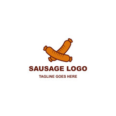 Simple food sausage logo design vector on white background
