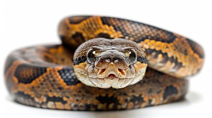 Obraz premium Isolated of Boa constrictor snake on white background with Clipping Path Malayopython reticulatus : Generative AI