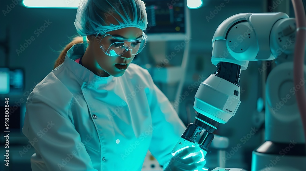 Aufkleber Medical worker using technology smart robot AIConcept of healthcare and medical AI technology services and advance of technology Artificial Intelligence for future healthcare : Generative AI