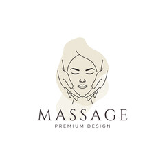 relaxing massage beauty wellness logo line art vector icon symbol minimalist design