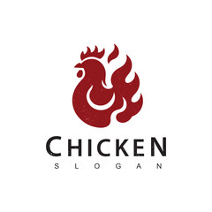 Hot Chicken logo, hot chicken symbol vector icon illustration, fast food restaurant icon © Adiyatma