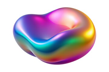 Vibrant 3D abstract shapes in iridescent metallic colors