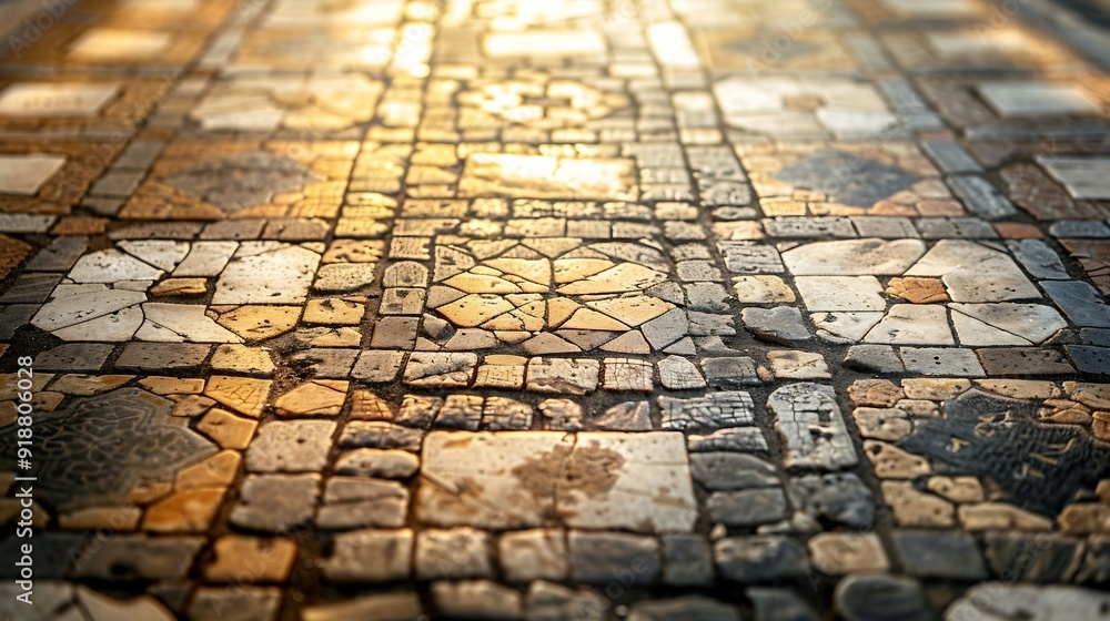 Aufkleber ancient mosaic floor regular pattern from laodicea church with geometric design denizli turkey turki