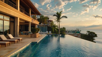 Obraz premium Exquisite luxury villa featuring opulent amenities breathtaking views and unparalleled elegance for a truly indulgent retreat : Generative AI