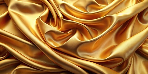 Obraz premium Gold satin fabric with elegant folds and luxurious texture, luxury, fabric, gold, satin, elegant, folds, texture