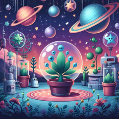 Cartoon Outer Space Plant 27