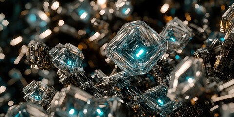 Crystalline Cubes with Futuristic Digital Glow