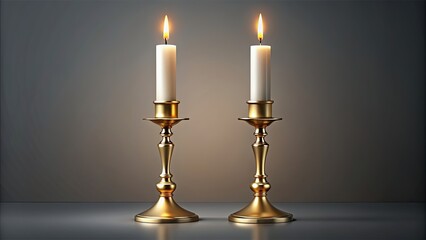 Two realistic rendering candlesticks, decoration, home decor, interior design, romantic, ambiance, evening, light